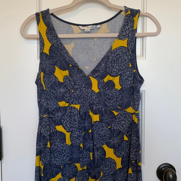Boden Blue and Yellow Patterned V-Neck Midi Sixe US10 - Picture 2 of 12